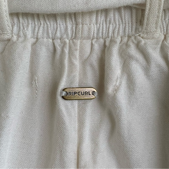 Rip Curl Casual Surf Beach Pants Cream Women’s Pants Large Joggers Palm Trees - Picture 5 of 6